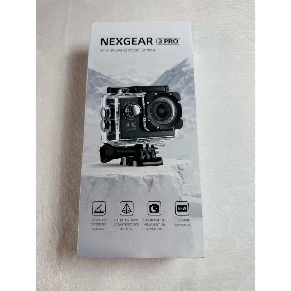 Nexgear 3 Pro 4K AI-Powered Action Camera Waterproof Ultra HD Black